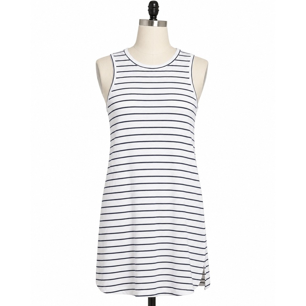 Old Navy XS  Striped Tank Dress‎ White Navy Cotton Casual Summer Mini Nautical